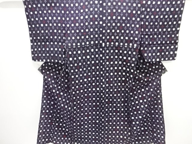 JAPANESE KIMONO / ANTIQUE KIMONO FOR SUMMER / ARIMATSU NARUMI SHIBORI / CROSS PATTERN